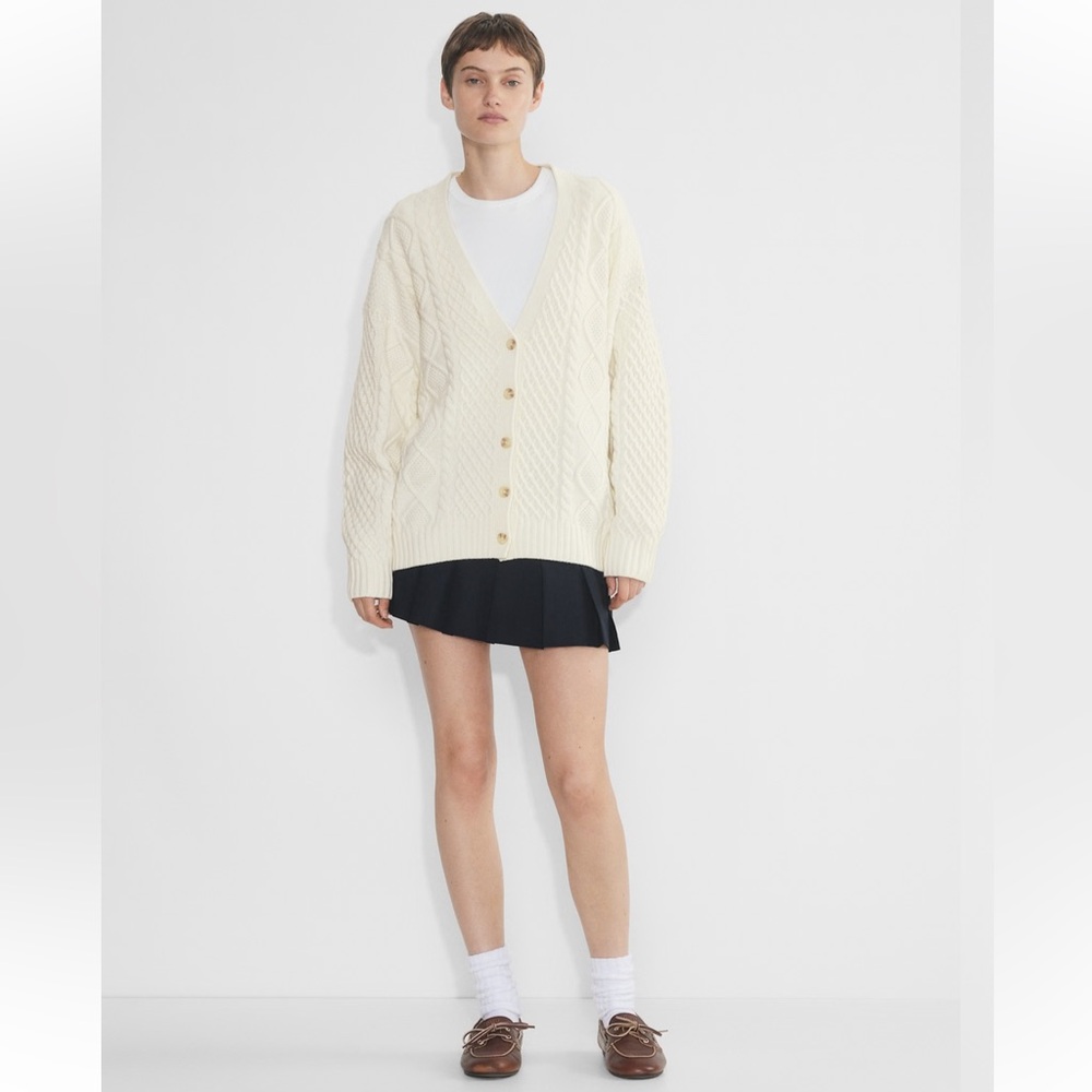 Aritzia Sunday Best Peggy Cream Cable Knit Cardigan size Medium